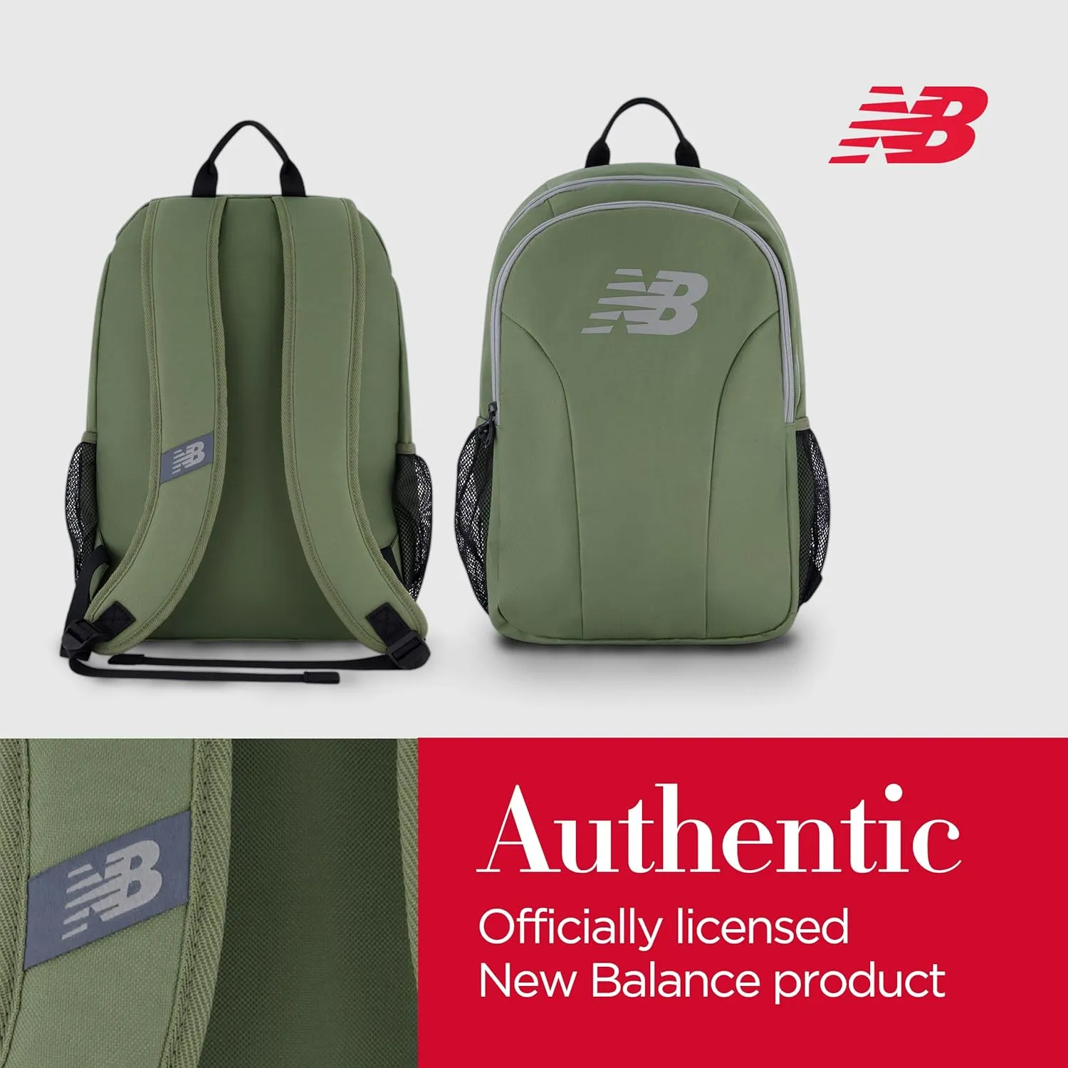 New Balance Laptop Backpack, Travel Computer Bag for Men and Women, Olive, 19 Inch