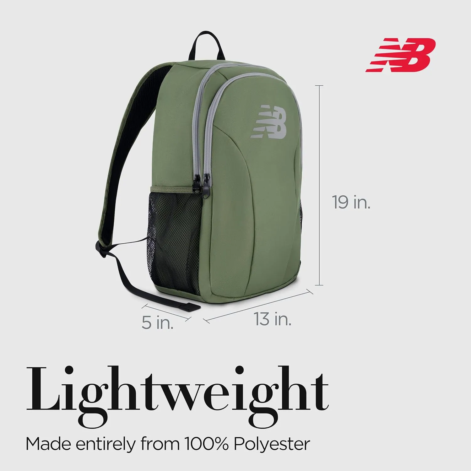 New Balance Laptop Backpack, Travel Computer Bag for Men and Women, Olive, 19 Inch