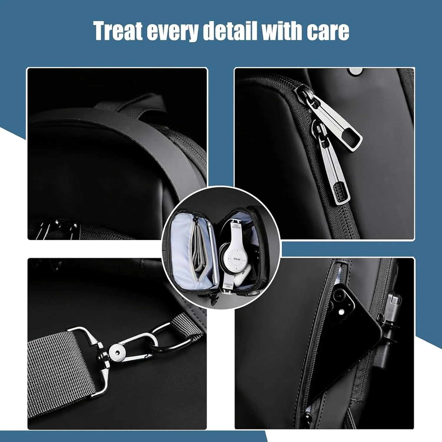 New Carbon Fiber Streamline Anti-Theft Sling Bag, Auricz Sling Bag, Charging Sport Shoulder, Anti-Theft and Waterproof (Black)
