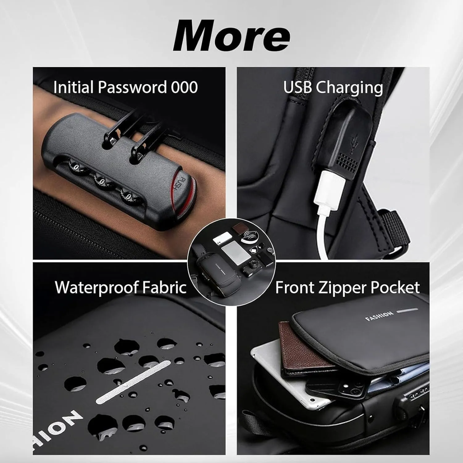 New Carbon Fiber Streamline Anti-theft Sling Bag-USB Charging & Lock, Waterproof Cross Body Anti Theft Sport Shoulder Purse (Black)