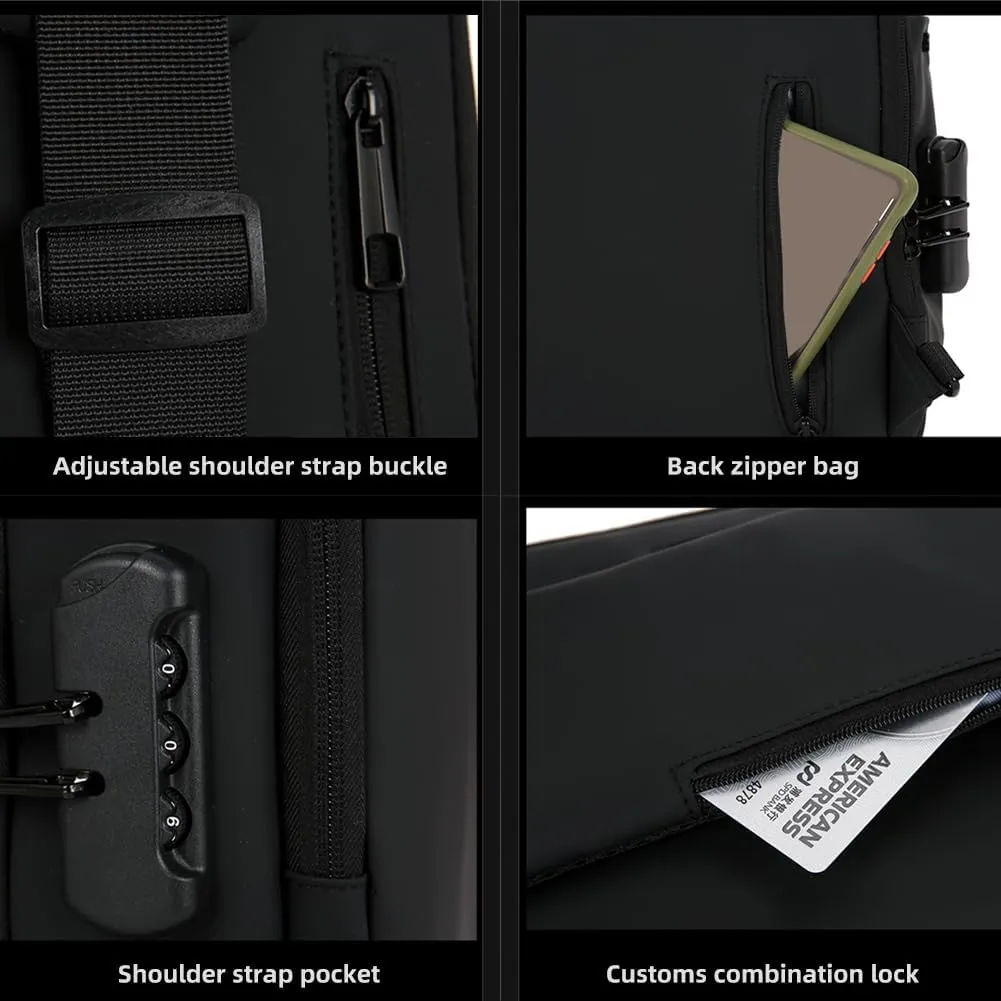 New Carbon Fiber Streamline Anti-Theft Sling Bag, Usb Charging Sport Sling Anti Theft Shoulder Bag,Slings Bags for Men (Grey gold)