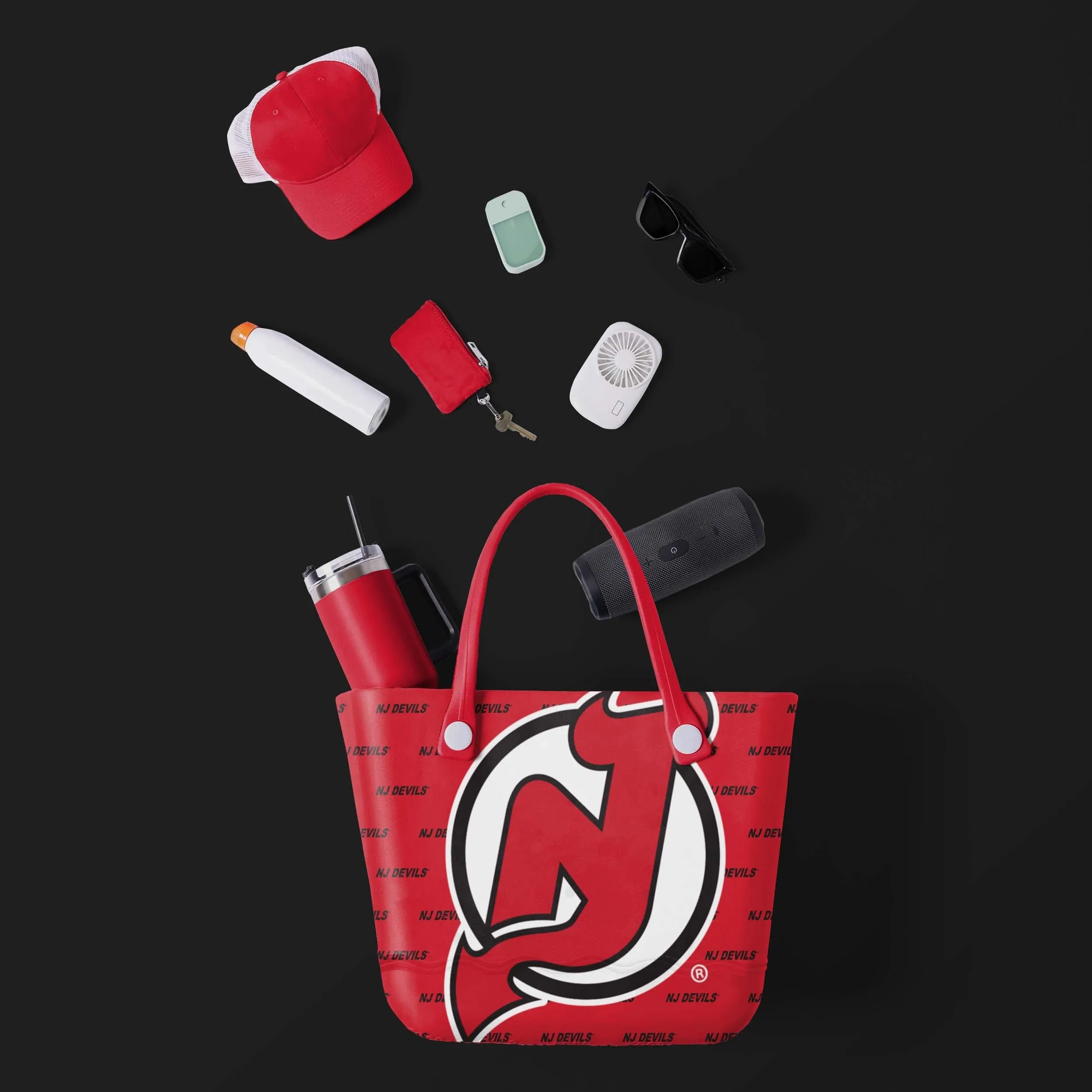 New Jersey Devils Big Logo Mini Print Tailgate Tote Bag