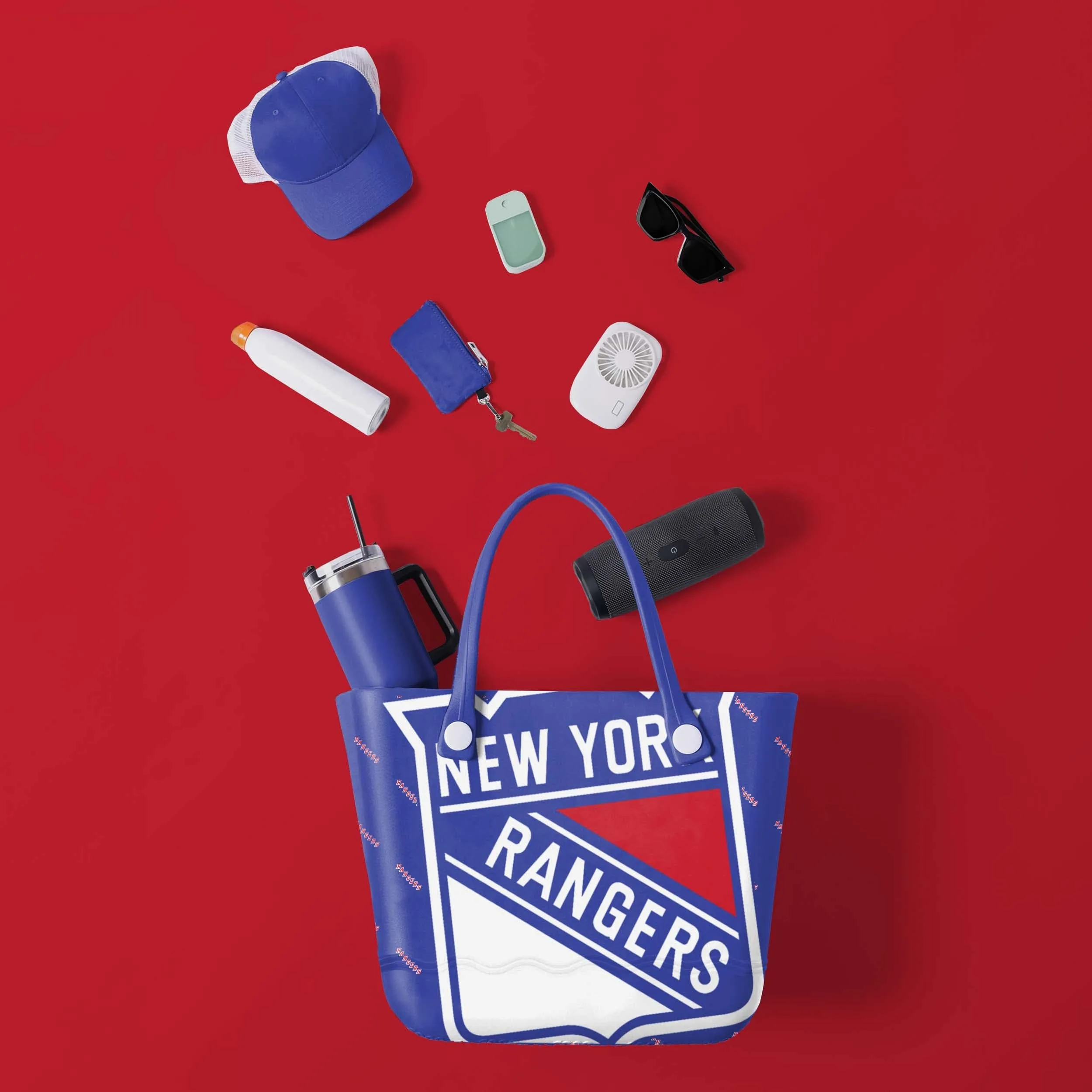 New York Rangers Big Logo Mini Print Tailgate Tote Bag