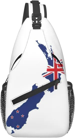 New Zealand Flag Map Print Sling Bag For Women Men Fashion One Shoulder Crossbody Bag Travel Fanny Pack Cross Body Bags