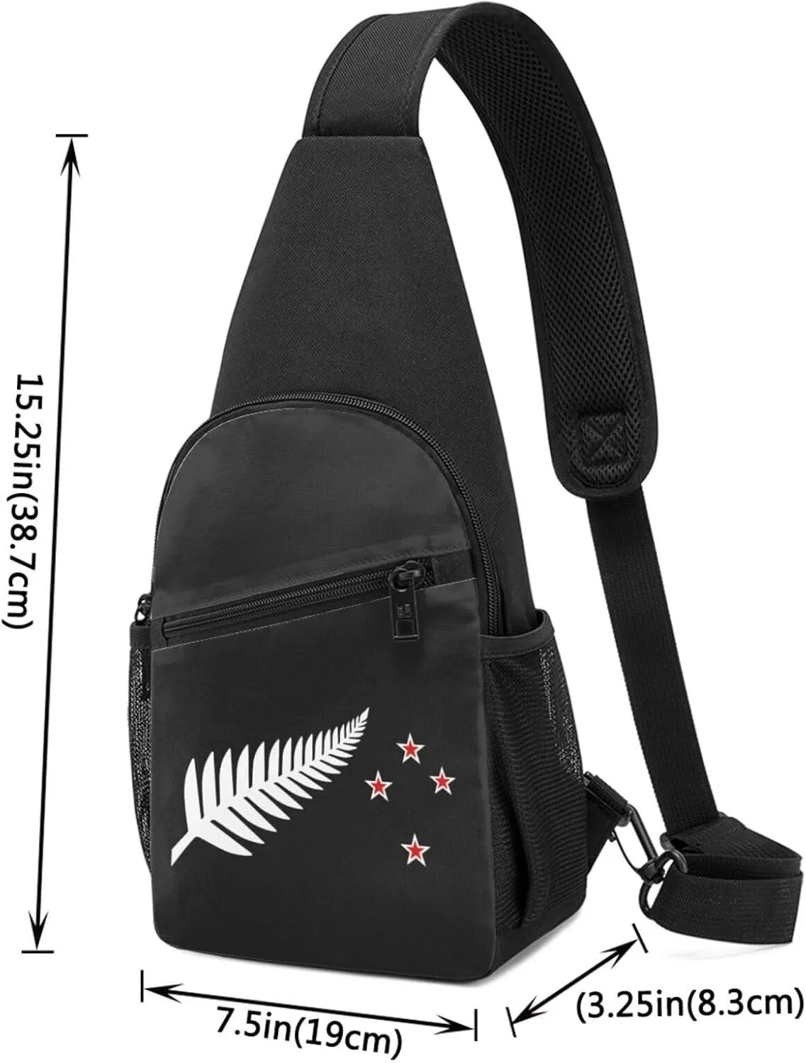 New Zealand Maori Fern Sling Bag Crossbody Backpack Shoulder Casual Daypack Bags for Men Women