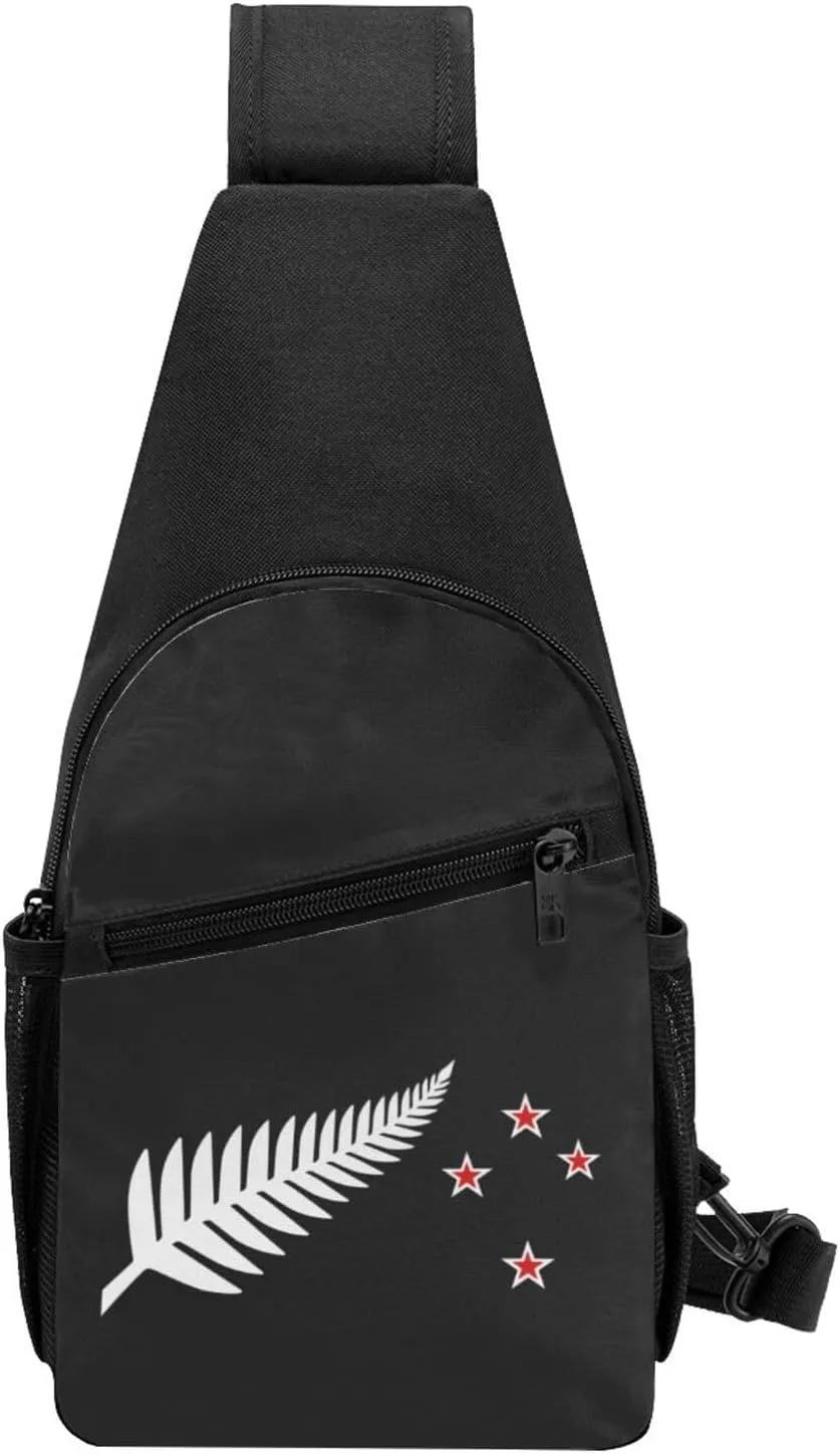 New Zealand Maori Fern Sling Bag Crossbody Backpack Shoulder Casual Daypack Bags for Men Women