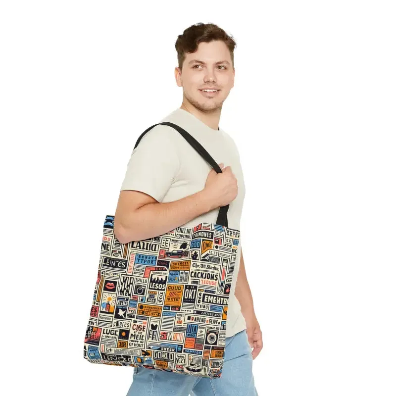 News Clippings Pattern Aop Tote Bag for Style