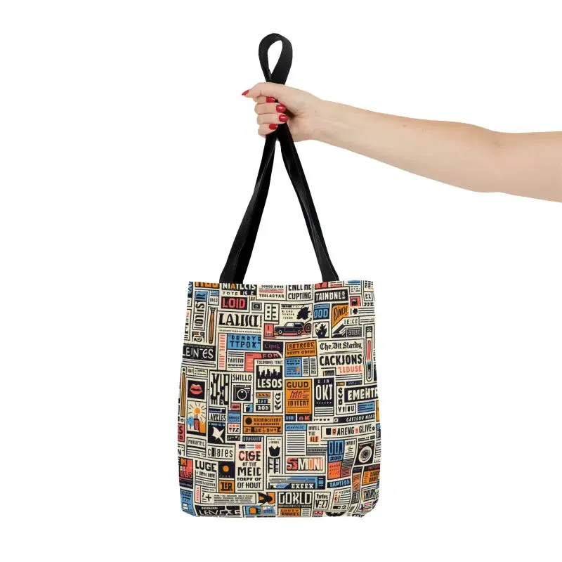News Clippings Pattern Aop Tote Bag for Style