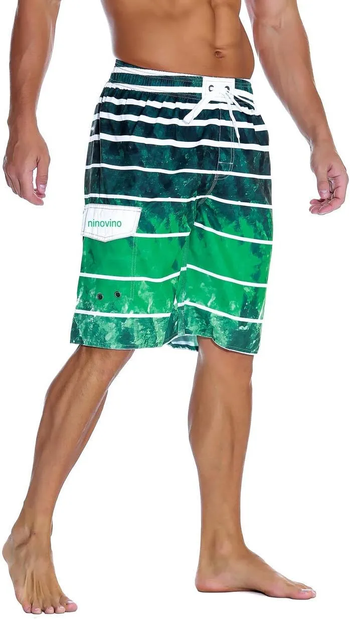 ninovino Men's Summer Holiday Swim Trunks Beach Board Shorts with Lining