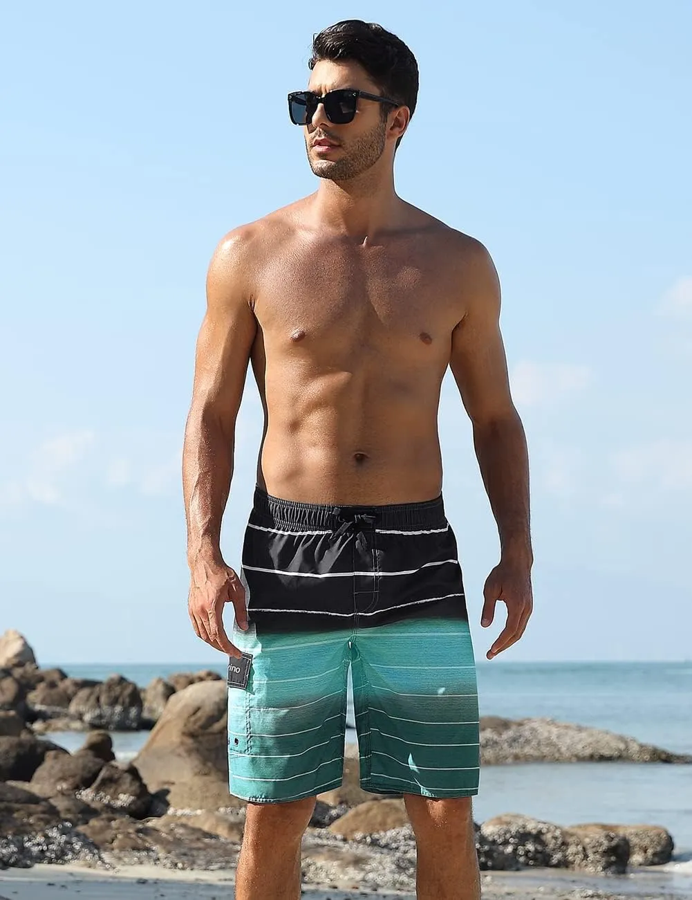 ninovino Men's Summer Holiday Swim Trunks Beach Board Shorts with Lining