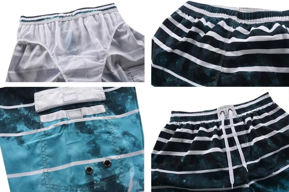 ninovino Men's Summer Holiday Swim Trunks Beach Board Shorts with Lining