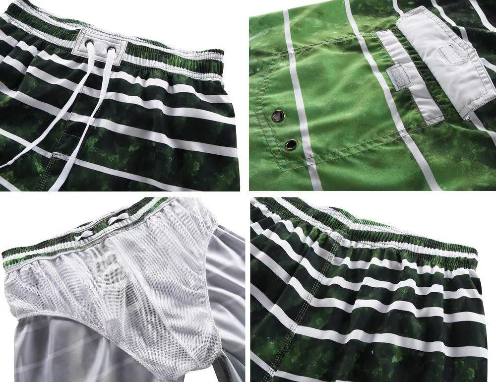 ninovino Men's Summer Holiday Swim Trunks Beach Board Shorts with Lining
