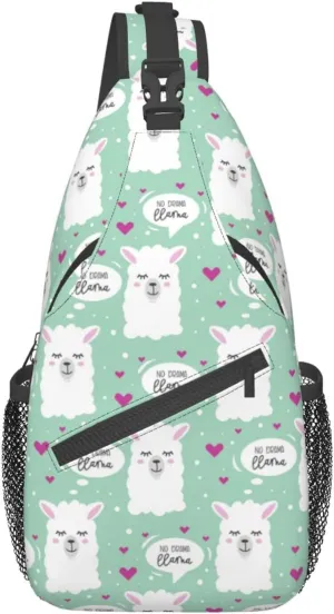 No Drama Llama Sling Bag Crossbody Sling Backpack For Women Men Travel Hiking Daypack Chest Shoulder Bag