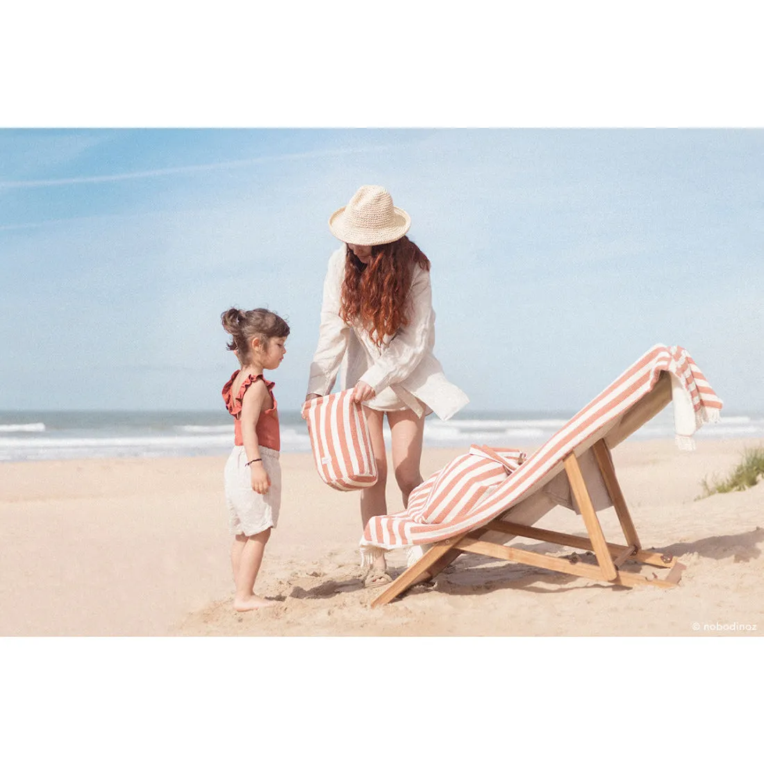 nobodinoz Portofino Waterproof Beach Pouch Rusty Red Stripes