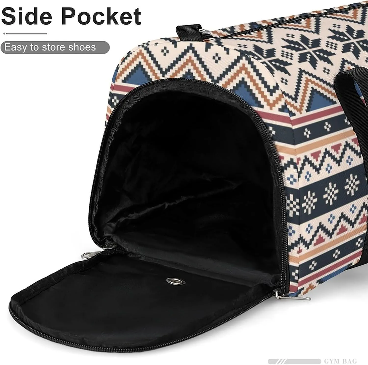 Nordic Pattern Sports Tote Gym Bag for Women Men, Overnight Bag with Shoe Compartment Water Resistant