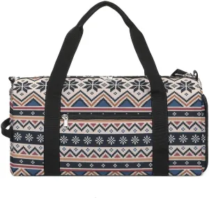 Nordic Pattern Sports Tote Gym Bag for Women Men, Overnight Bag with Shoe Compartment Water Resistant