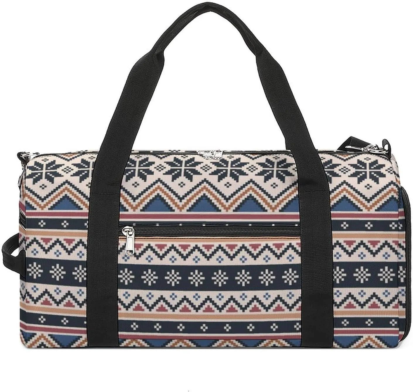 Nordic Pattern Sports Tote Gym Bag for Women Men, Overnight Bag with Shoe Compartment Water Resistant