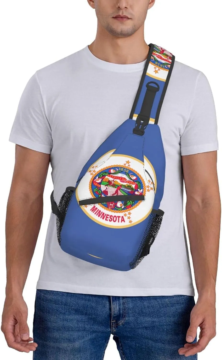 North Carolina State Flag Print Small Backpack Sling Bag For Women Men, Chest Bag Daypack Crossbody For Travel Sport