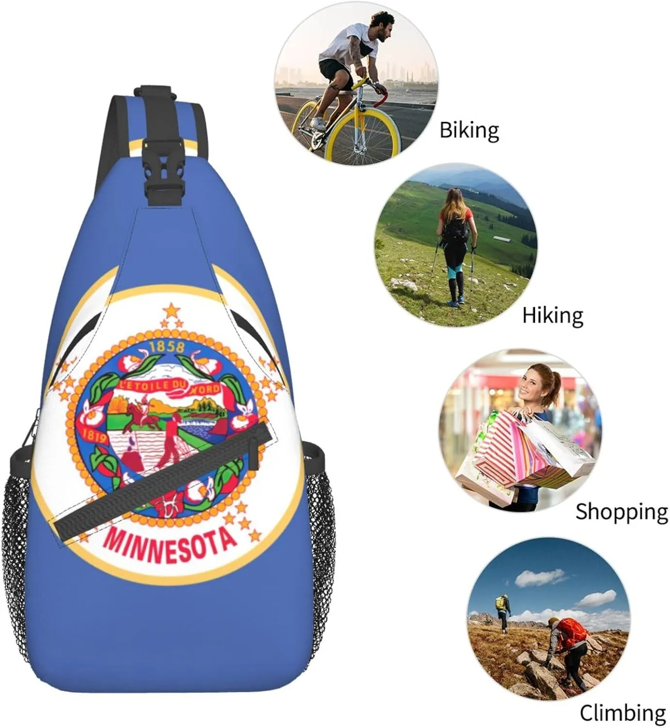 North Carolina State Flag Print Small Backpack Sling Bag For Women Men, Chest Bag Daypack Crossbody For Travel Sport