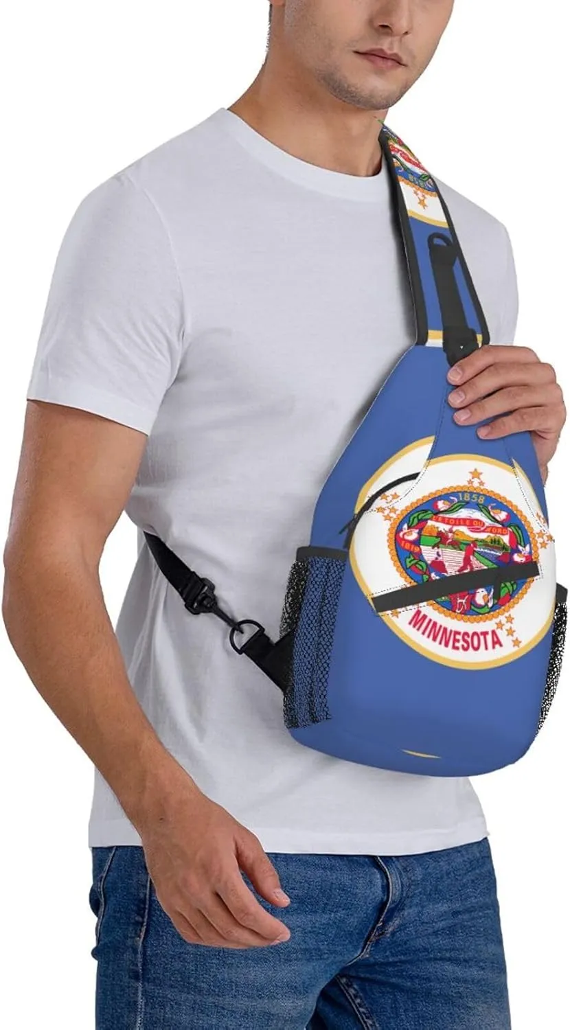 North Carolina State Flag Print Small Backpack Sling Bag For Women Men, Chest Bag Daypack Crossbody For Travel Sport