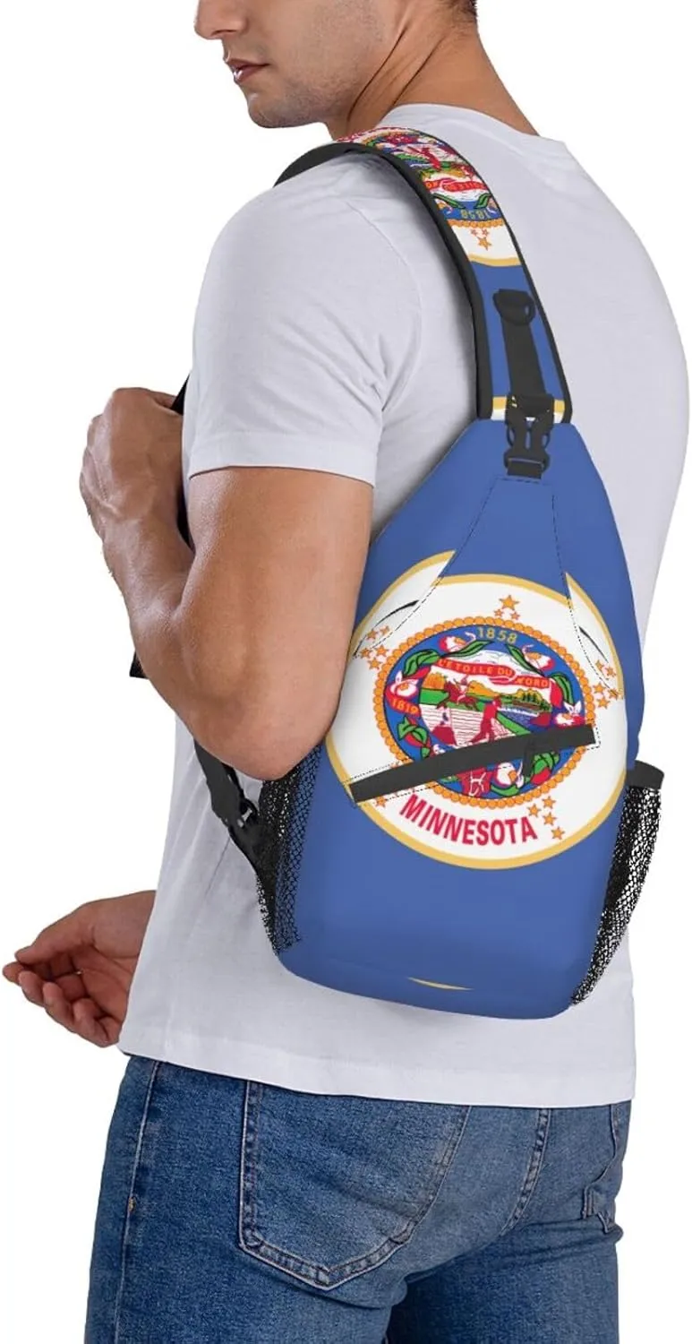 North Carolina State Flag Print Small Backpack Sling Bag For Women Men, Chest Bag Daypack Crossbody For Travel Sport