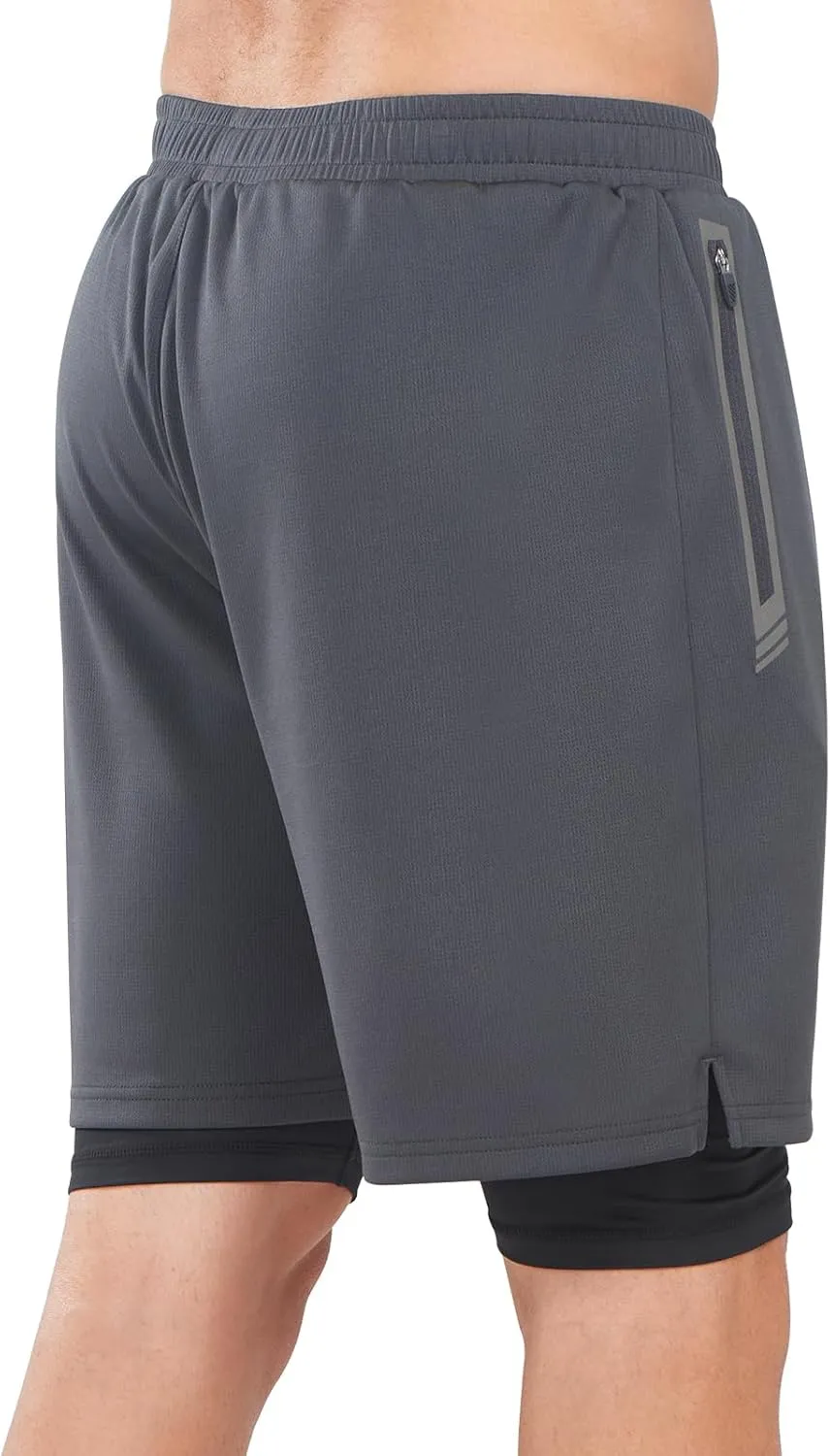 NORTHYARD Men's 2 in 1 Running Shorts Workout Gym Athletic Shorts with Liner Active Training Shorts with Zipper Pockets
