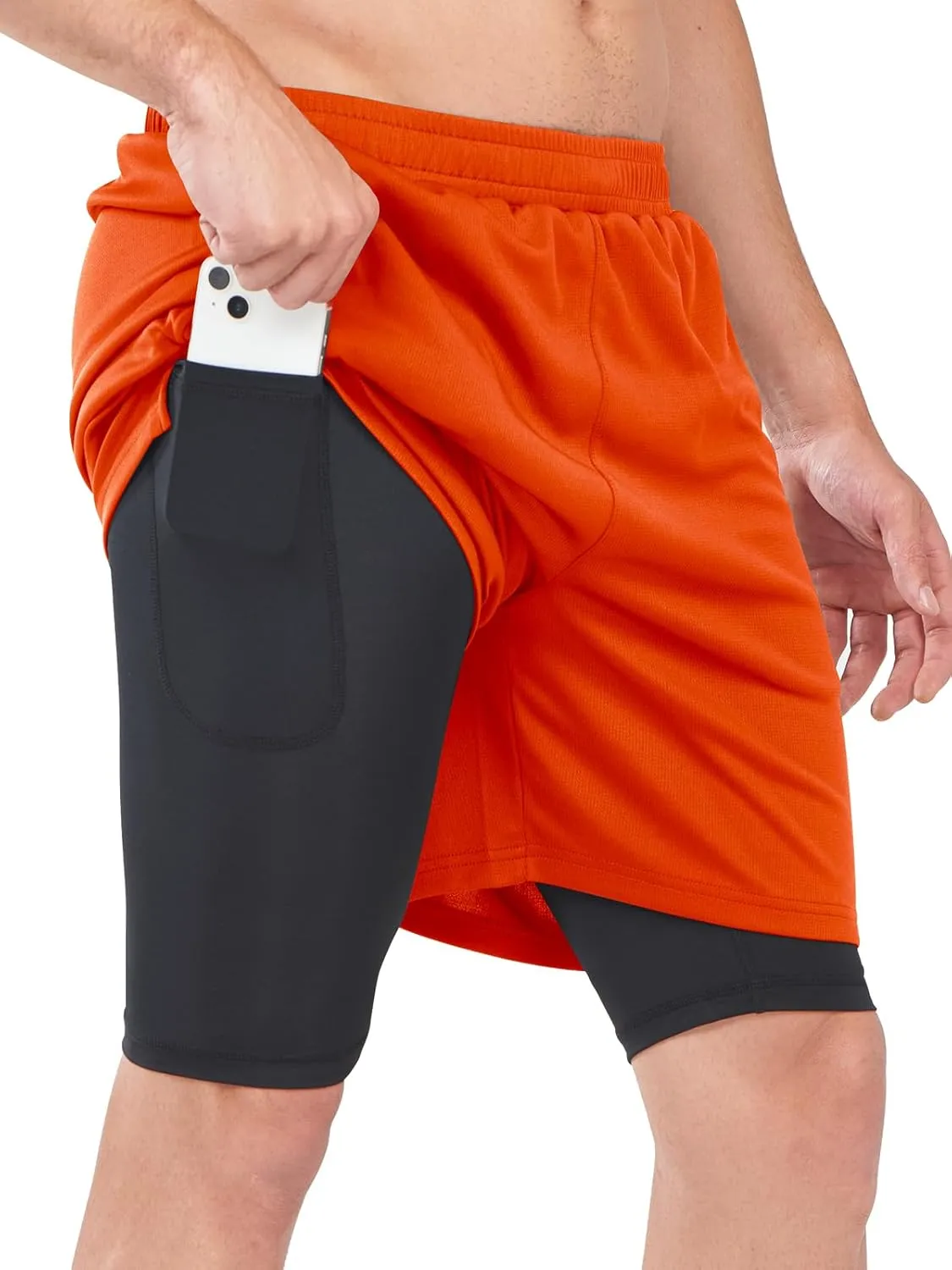 NORTHYARD Men's 2 in 1 Running Shorts Workout Gym Athletic Shorts with Liner Active Training Shorts with Zipper Pockets