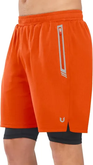NORTHYARD Men's 2 in 1 Running Shorts Workout Gym Athletic Shorts with Liner Active Training Shorts with Zipper Pockets