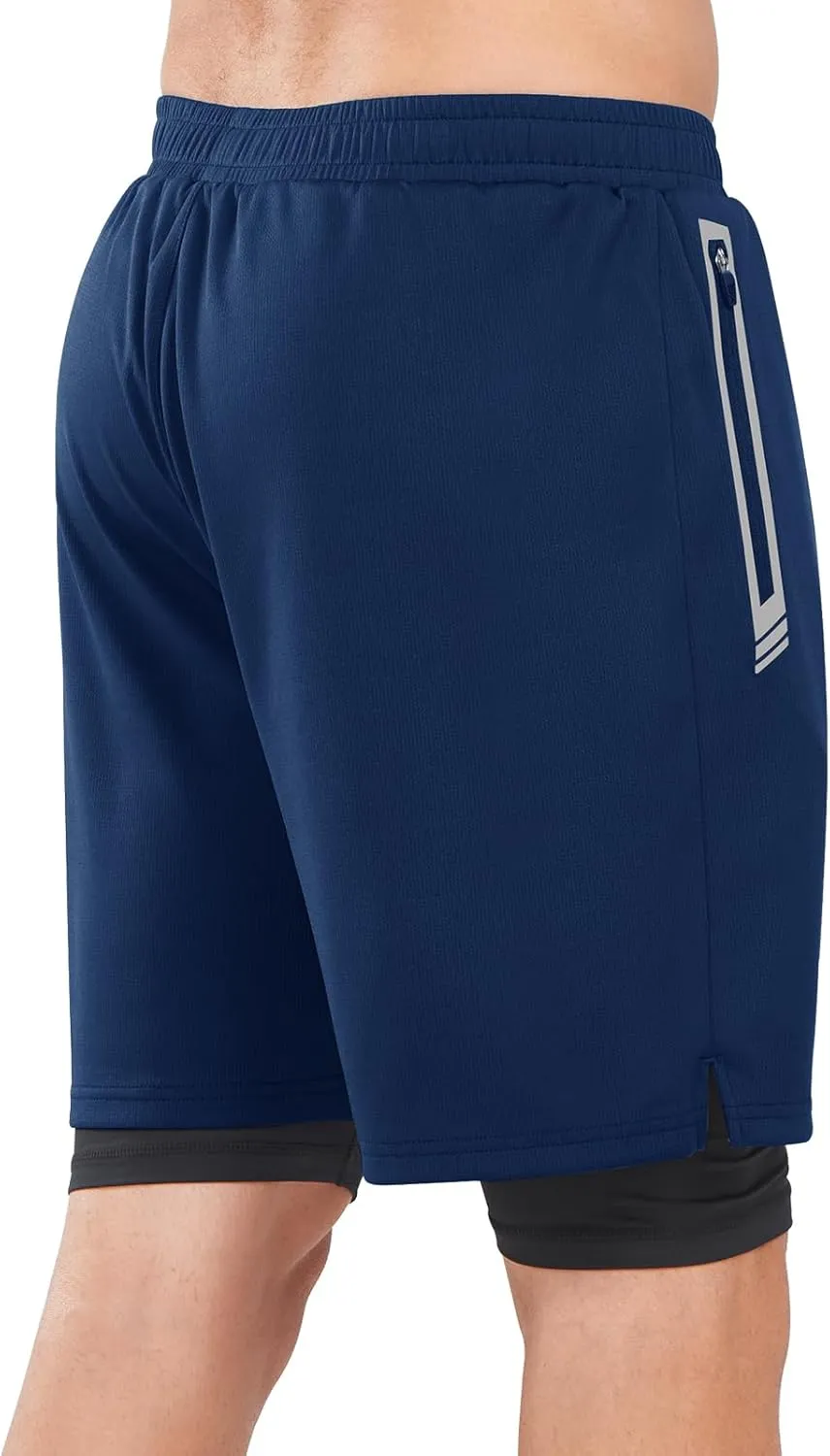 NORTHYARD Men's 2 in 1 Running Shorts Workout Gym Athletic Shorts with Liner Active Training Shorts with Zipper Pockets