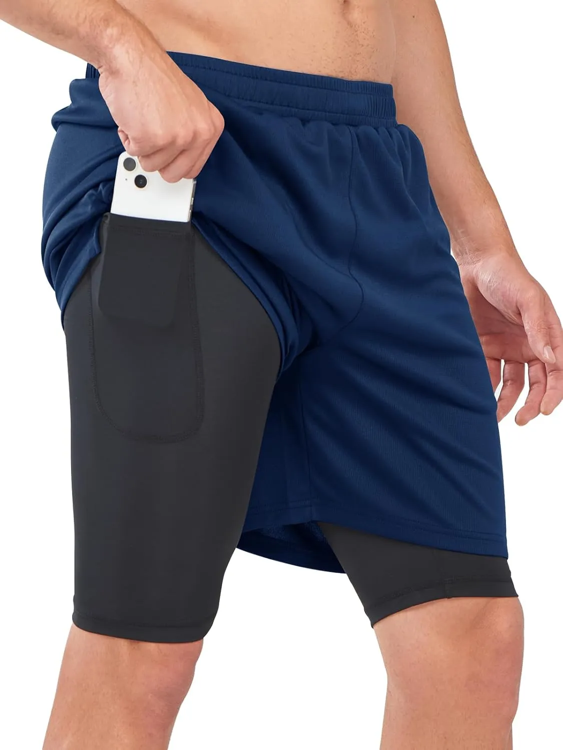 NORTHYARD Men's 2 in 1 Running Shorts Workout Gym Athletic Shorts with Liner Active Training Shorts with Zipper Pockets