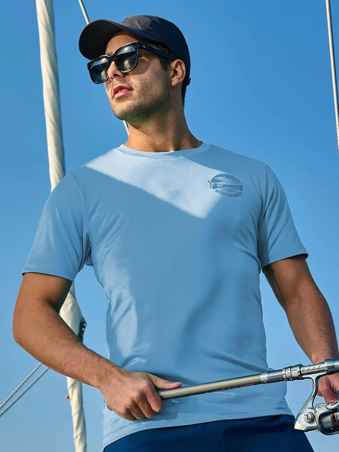 NORTHYARD Mens Rash Guard Shirt UPF 50  UV Sun Protection Short Sleeve Athletic T-Shirts for Men Quick Dry Fishing Beach Swim