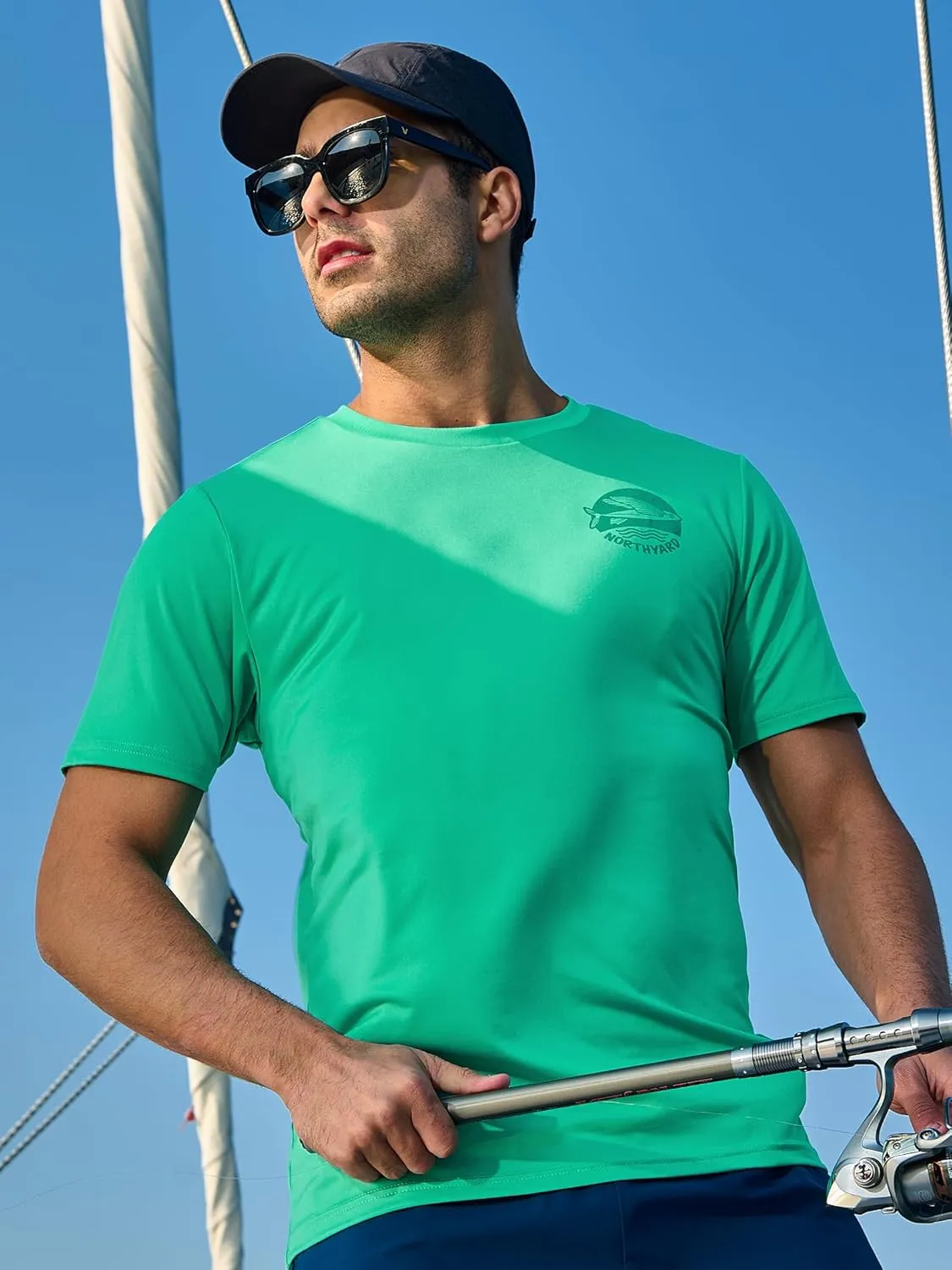 NORTHYARD Mens Rash Guard Shirt UPF 50  UV Sun Protection Short Sleeve Athletic T-Shirts for Men Quick Dry Fishing Beach Swim
