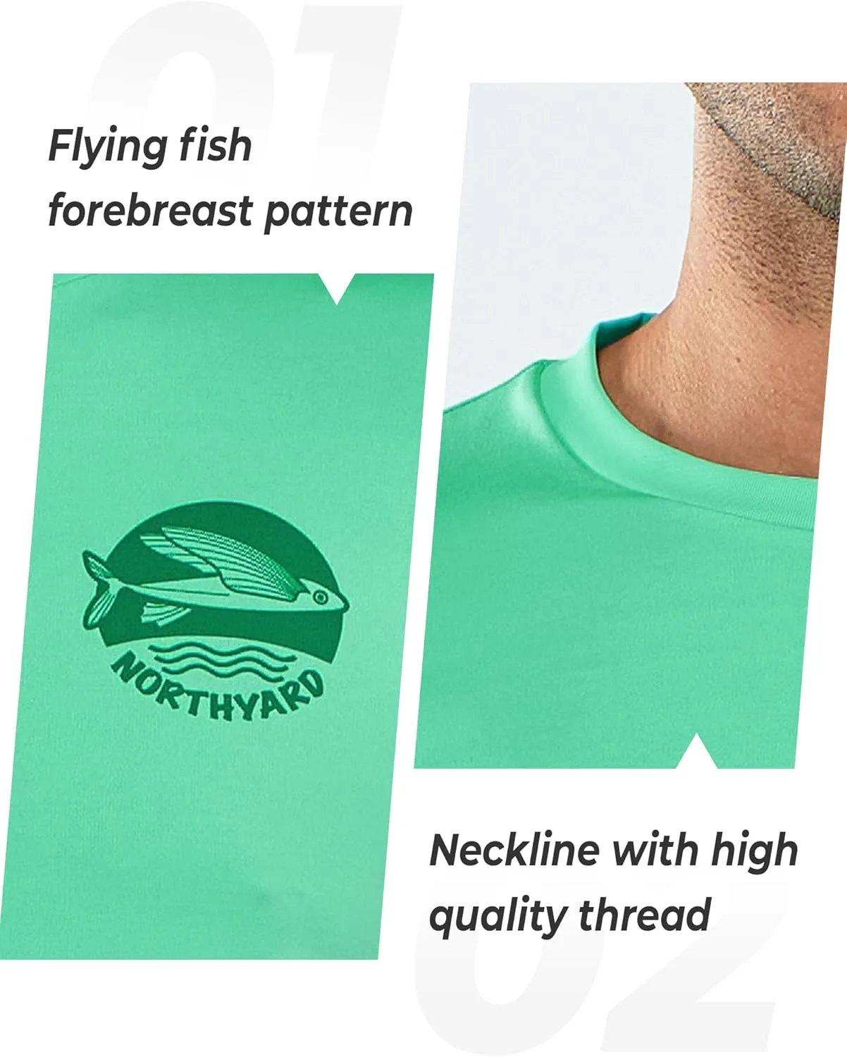 NORTHYARD Mens Rash Guard Shirt UPF 50  UV Sun Protection Short Sleeve Athletic T-Shirts for Men Quick Dry Fishing Beach Swim