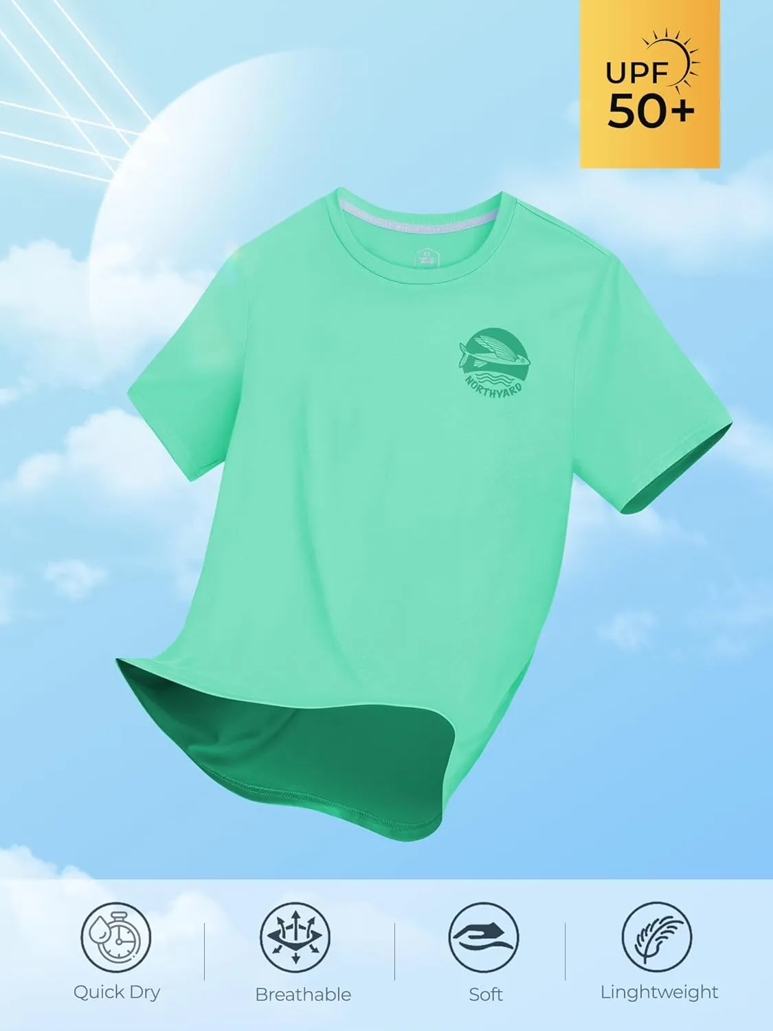 NORTHYARD Mens Rash Guard Shirt UPF 50  UV Sun Protection Short Sleeve Athletic T-Shirts for Men Quick Dry Fishing Beach Swim
