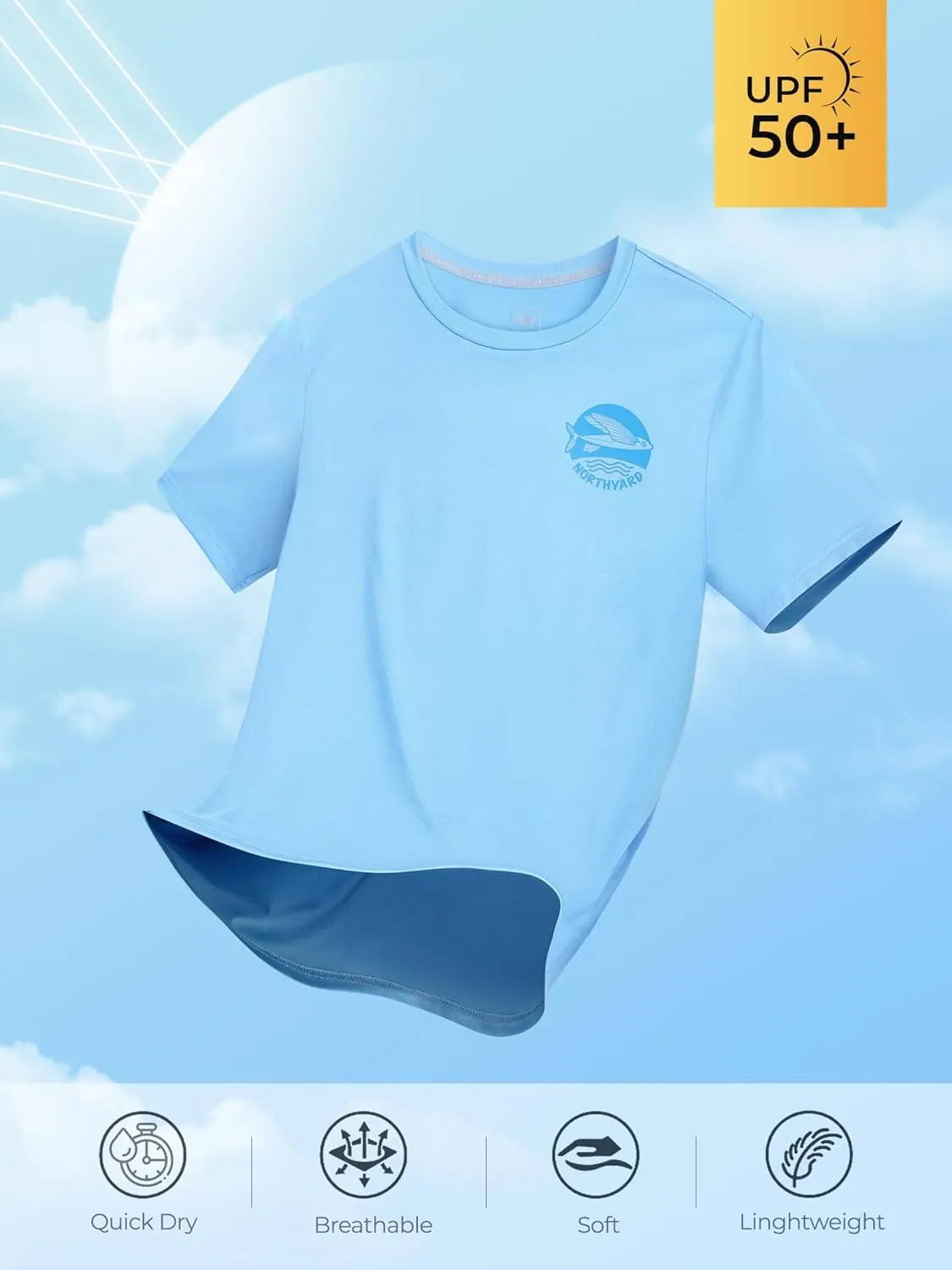 NORTHYARD Mens Rash Guard Shirt UPF 50  UV Sun Protection Short Sleeve Athletic T-Shirts for Men Quick Dry Fishing Beach Swim