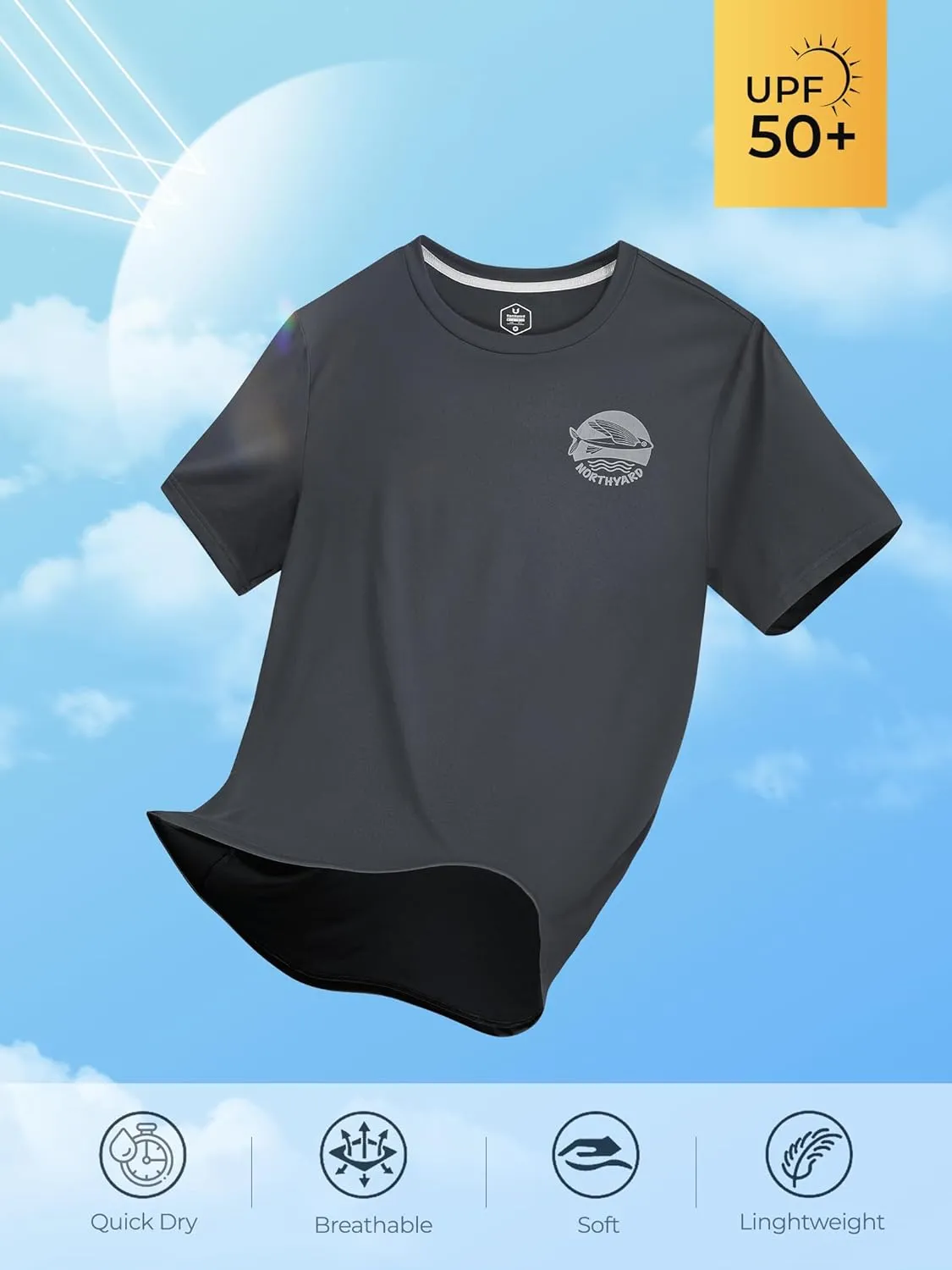 NORTHYARD Mens Rash Guard Shirt UPF 50  UV Sun Protection Short Sleeve Athletic T-Shirts for Men Quick Dry Fishing Beach Swim