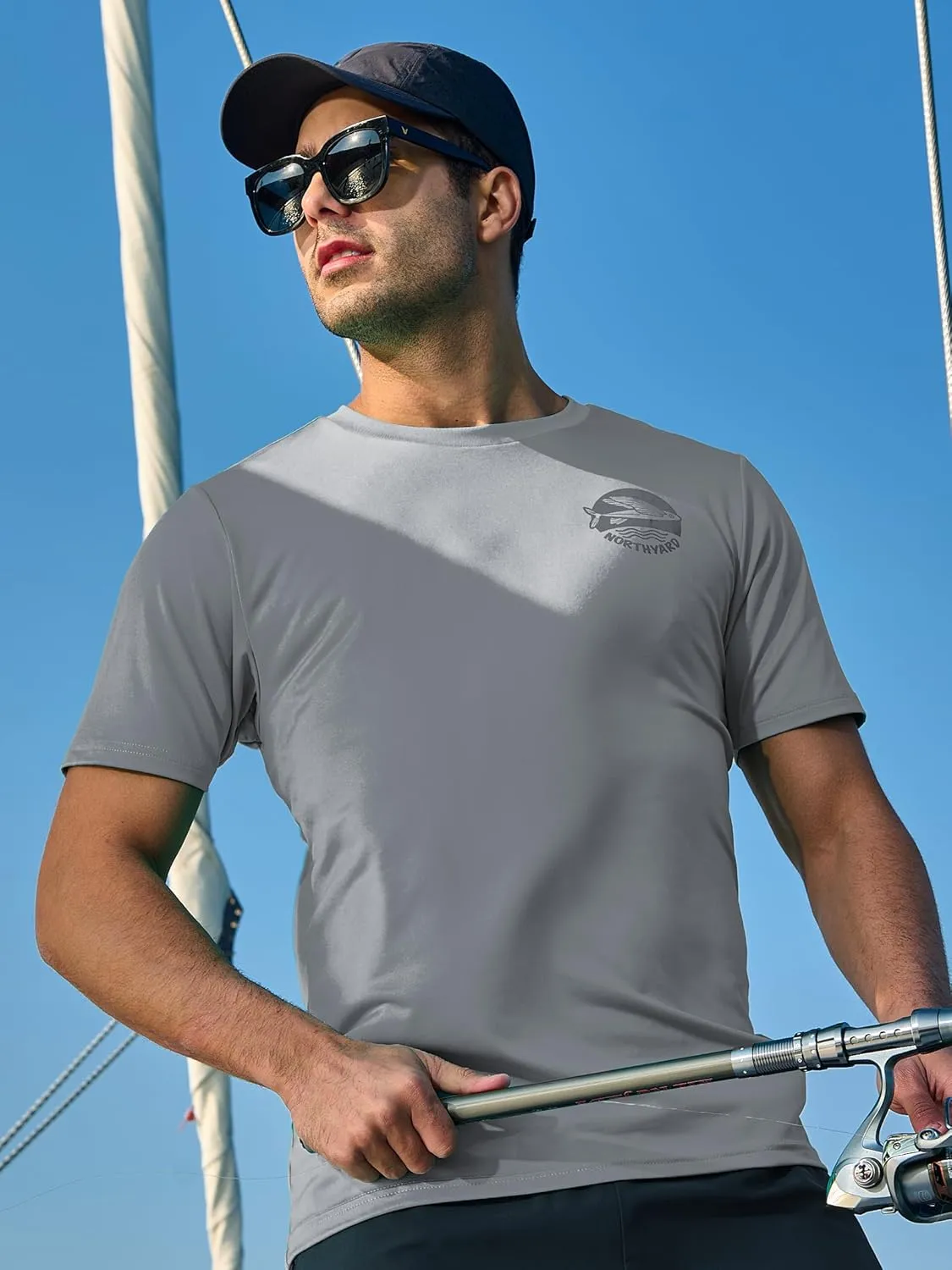 NORTHYARD Mens Rash Guard Shirt UPF 50  UV Sun Protection Short Sleeve Athletic T-Shirts for Men Quick Dry Fishing Beach Swim