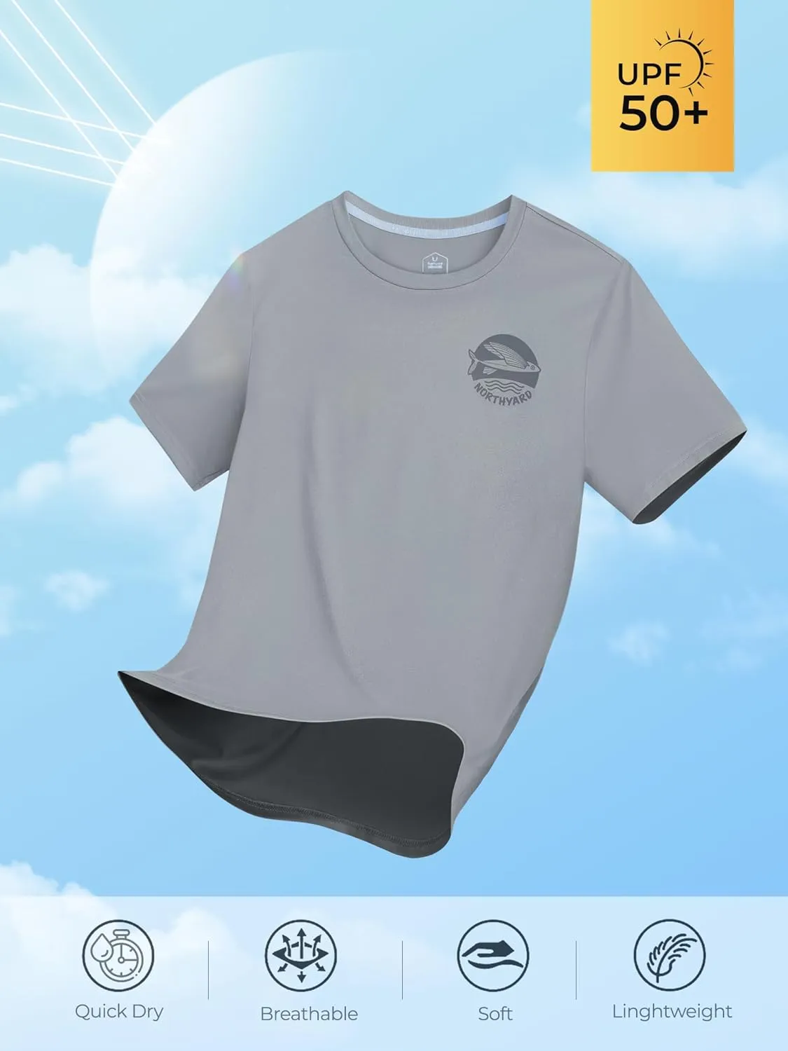 NORTHYARD Mens Rash Guard Shirt UPF 50  UV Sun Protection Short Sleeve Athletic T-Shirts for Men Quick Dry Fishing Beach Swim