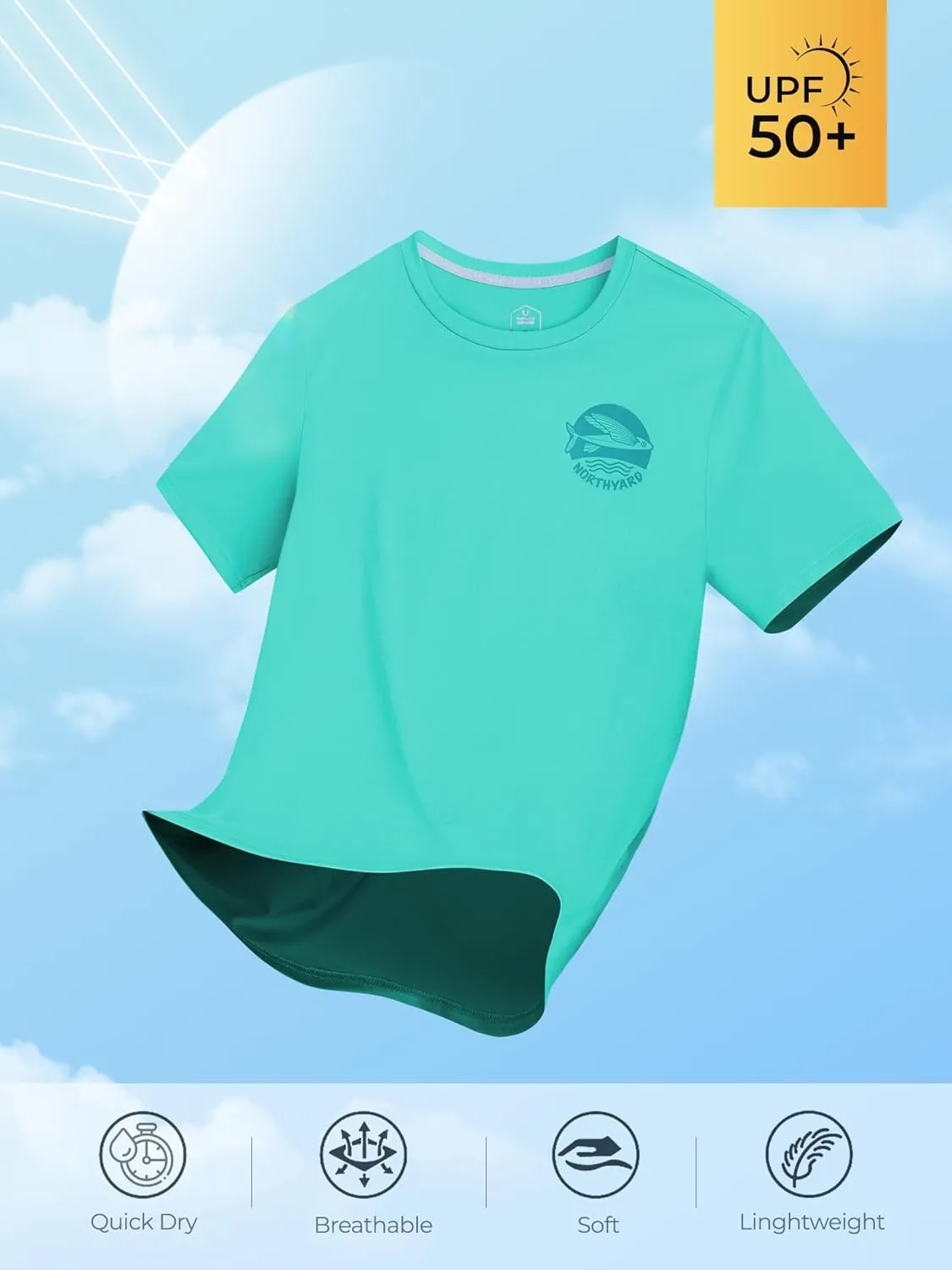 NORTHYARD Mens Rash Guard Shirt UPF 50  UV Sun Protection Short Sleeve Athletic T-Shirts for Men Quick Dry Fishing Beach Swim