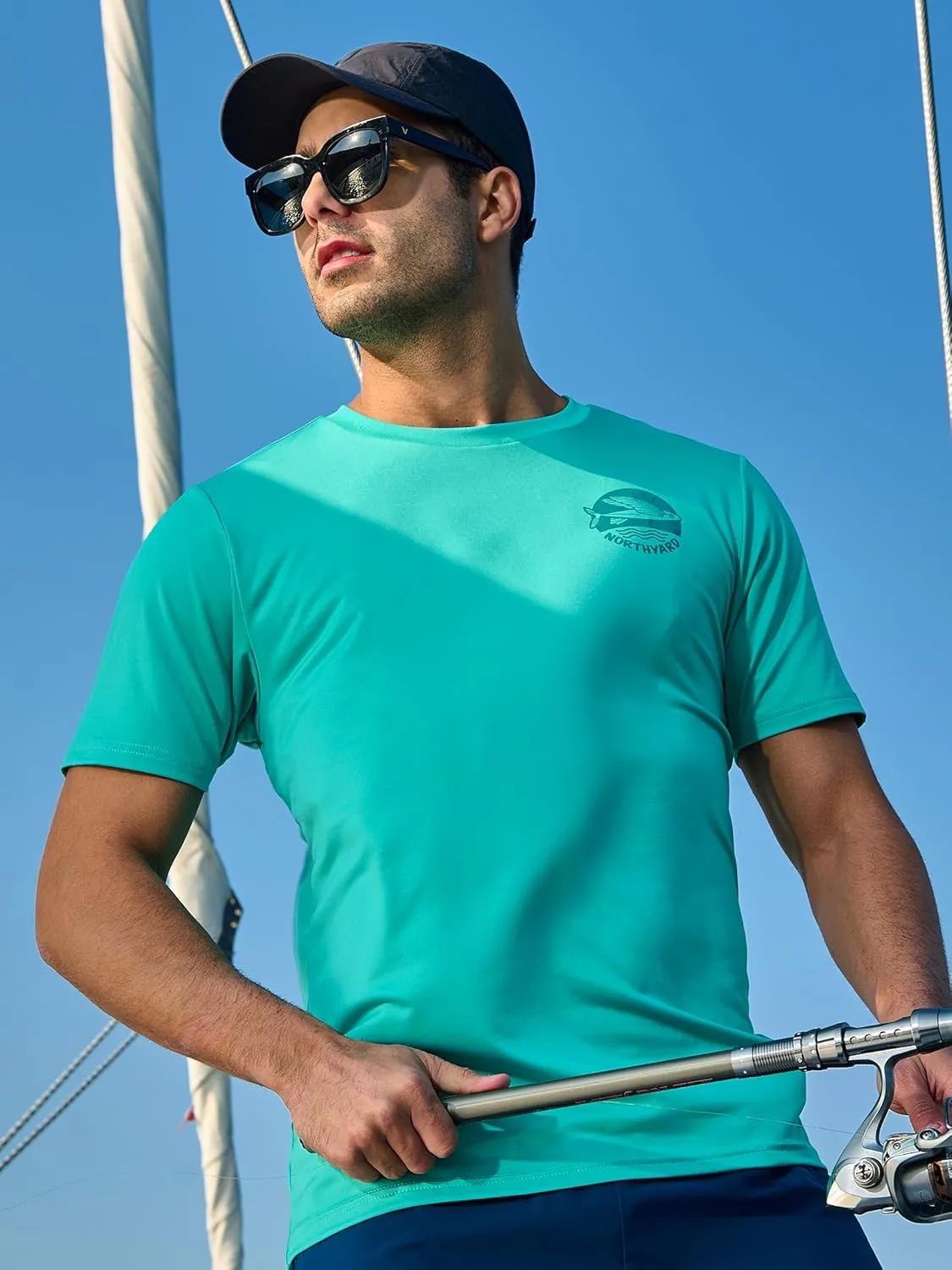 NORTHYARD Mens Rash Guard Shirt UPF 50  UV Sun Protection Short Sleeve Athletic T-Shirts for Men Quick Dry Fishing Beach Swim