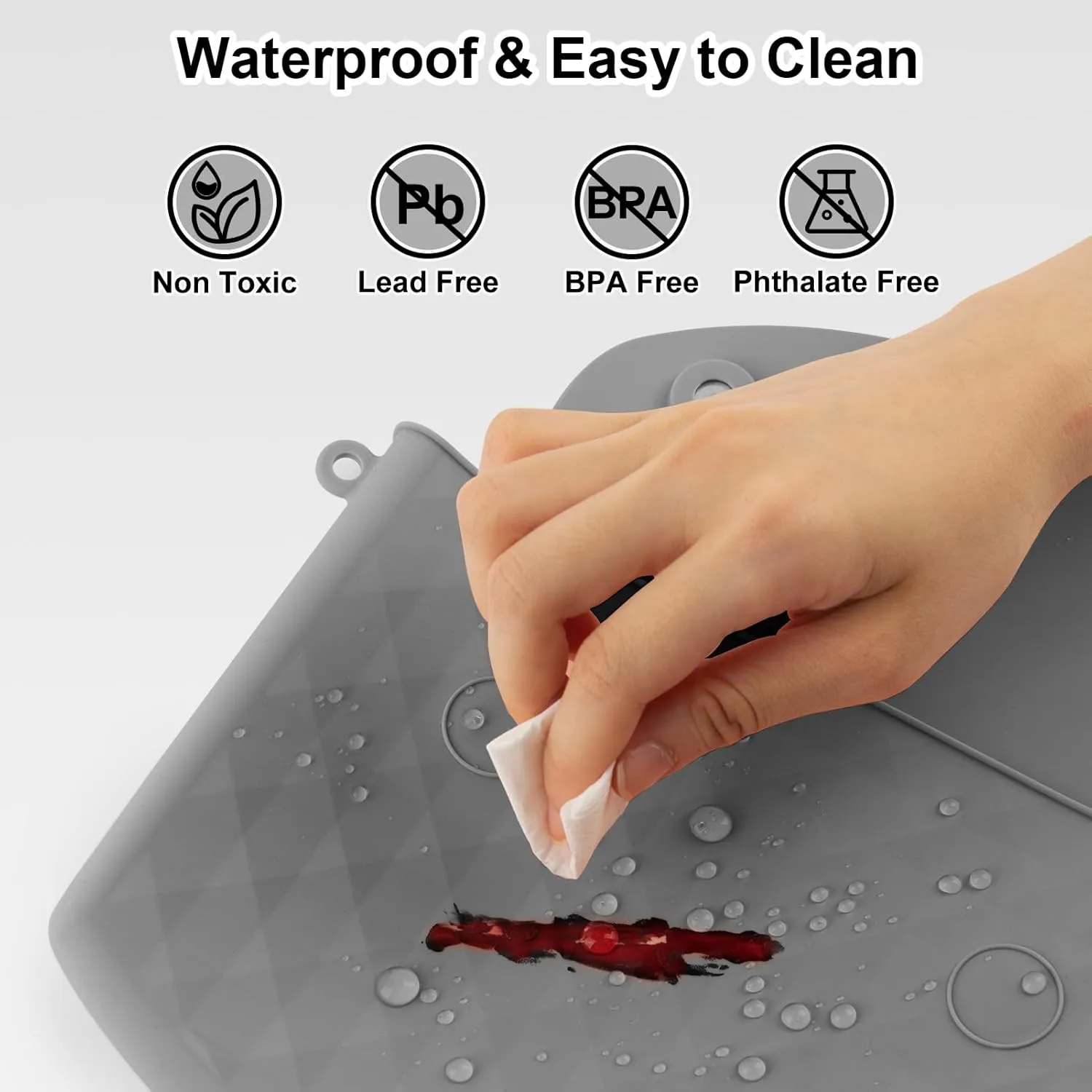 NPET Silicone Travel Makeup Bag with Magnetic Closure, Large Size Makeup Bag Organizer Easy Carry Travel Cosmetic Bag Travel Essentials Soft Silicone Make up Bags for Women Girls Men (Gray)