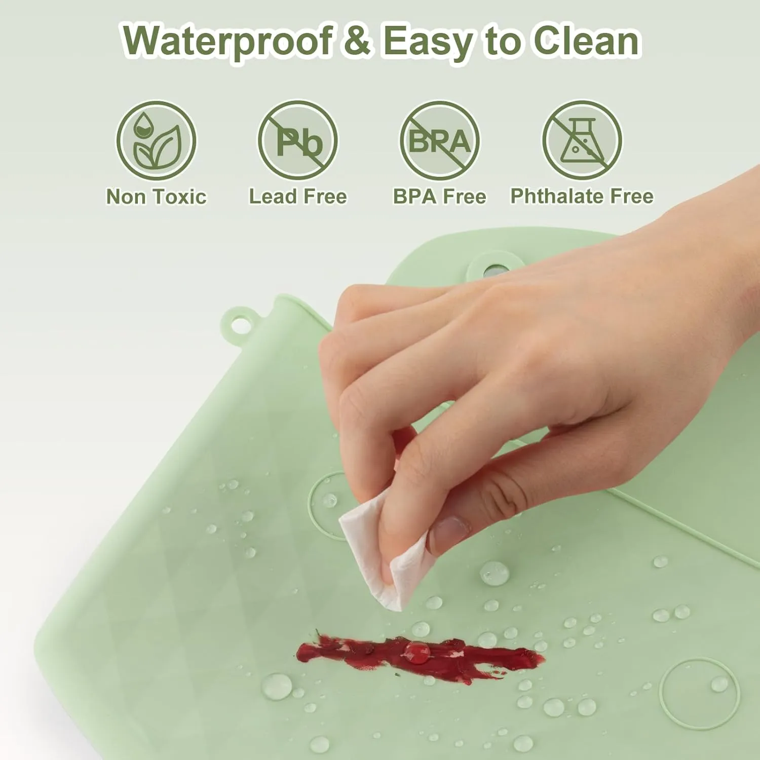 NPET Silicone Travel Makeup Bag with Magnetic Closure, Makeup Bag Organizer Easy Carry Travel Cosmetic Bag Premium Travel Toiletry Bag, Easy Carry Cosmetic Bag Makeup for Beauty Tool, Brushes(Green)