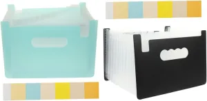 NUOBESTY 2pcs A5 Mini Accordion File Organizer Small File Folder Bag for Tax Documents Receipts Contracts Statements Pp Material Portable Compact