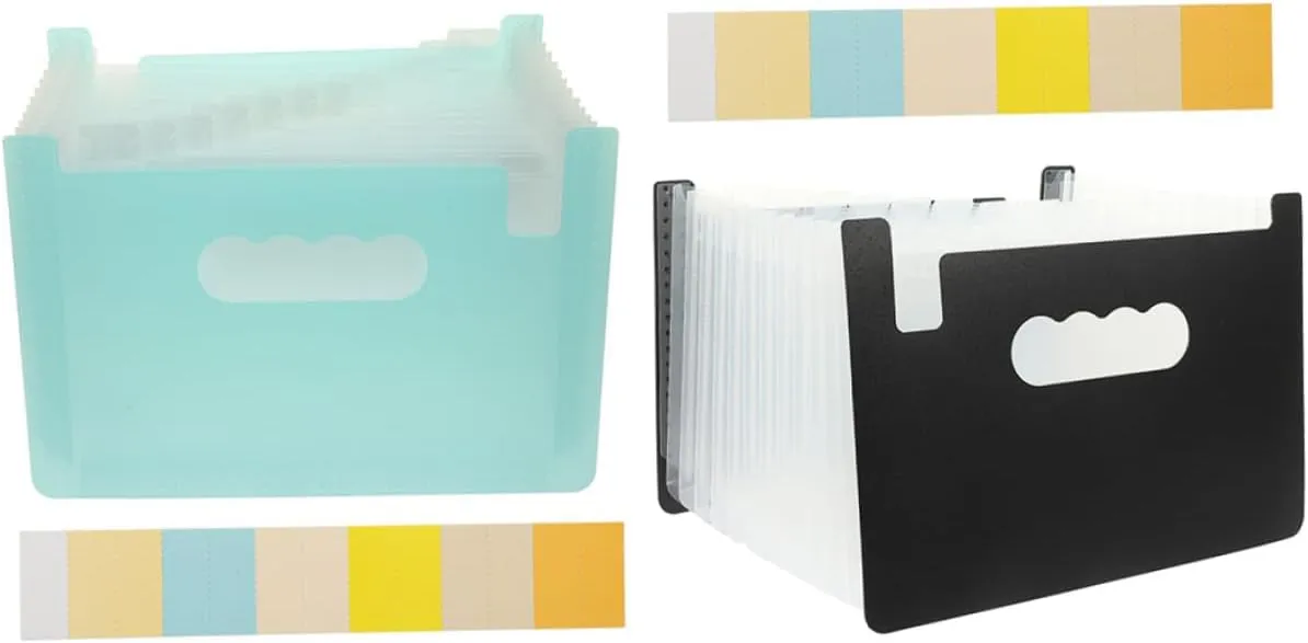 NUOBESTY 2pcs A5 Mini Accordion File Organizer Small File Folder Bag for Tax Documents Receipts Contracts Statements Pp Material Portable Compact