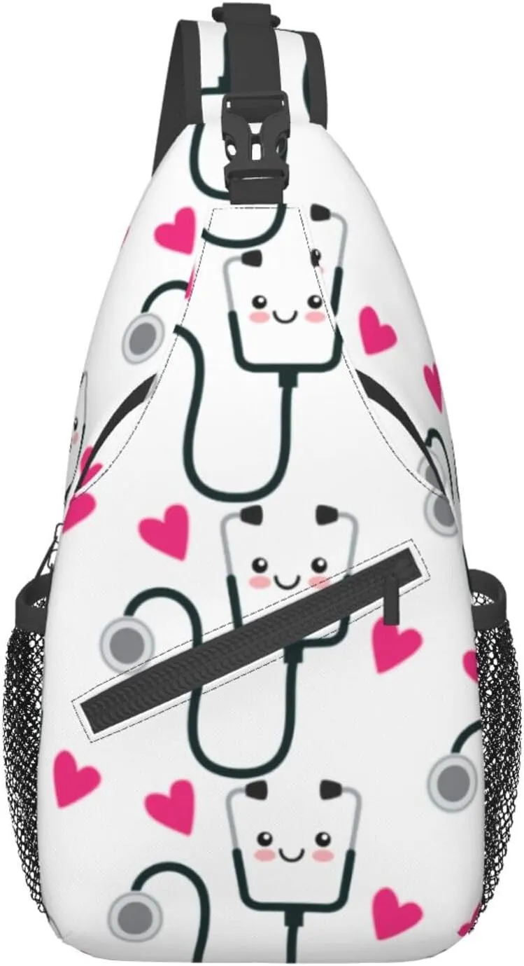 Nurse Stethoscope Doctor Sling Bag Crossbody Sling Backpack For Women Men Travel Hiking Daypack Chest Shoulder Bag