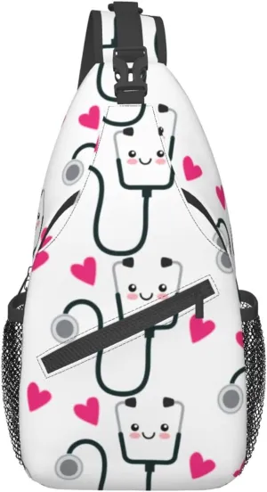 Nurse Stethoscope Doctor Sling Bag Crossbody Sling Backpack For Women Men Travel Hiking Daypack Chest Shoulder Bag