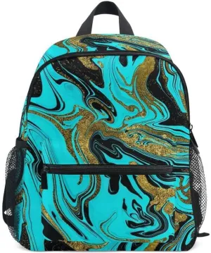 ODAWA Back Pack for Kids Flowing Turquoise Black Marble Elementary