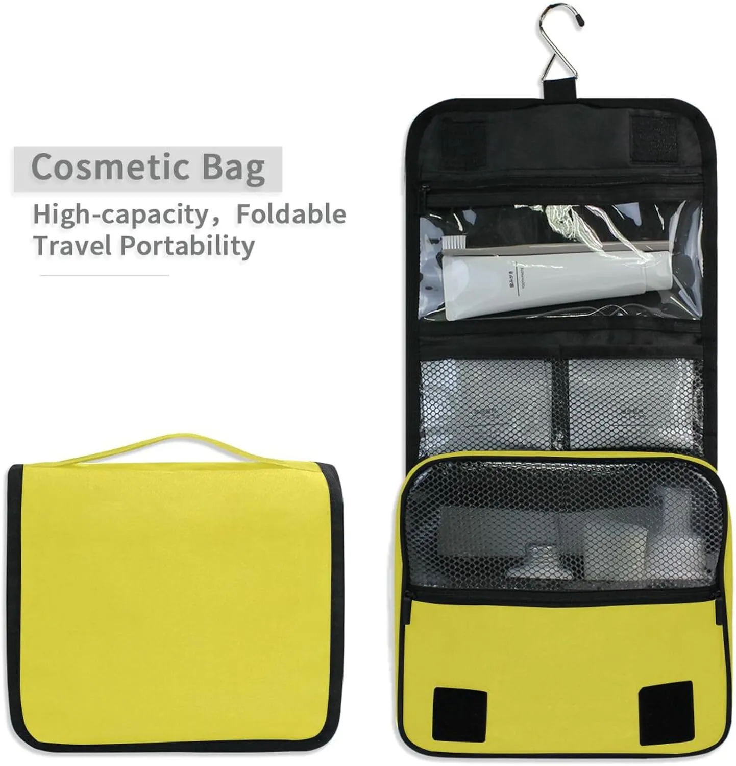 ODAWA Mimosa Toiletries Bag Hanging Travel Makeup Organizer with Hook Womens Hanging Toiletry Travel Bag