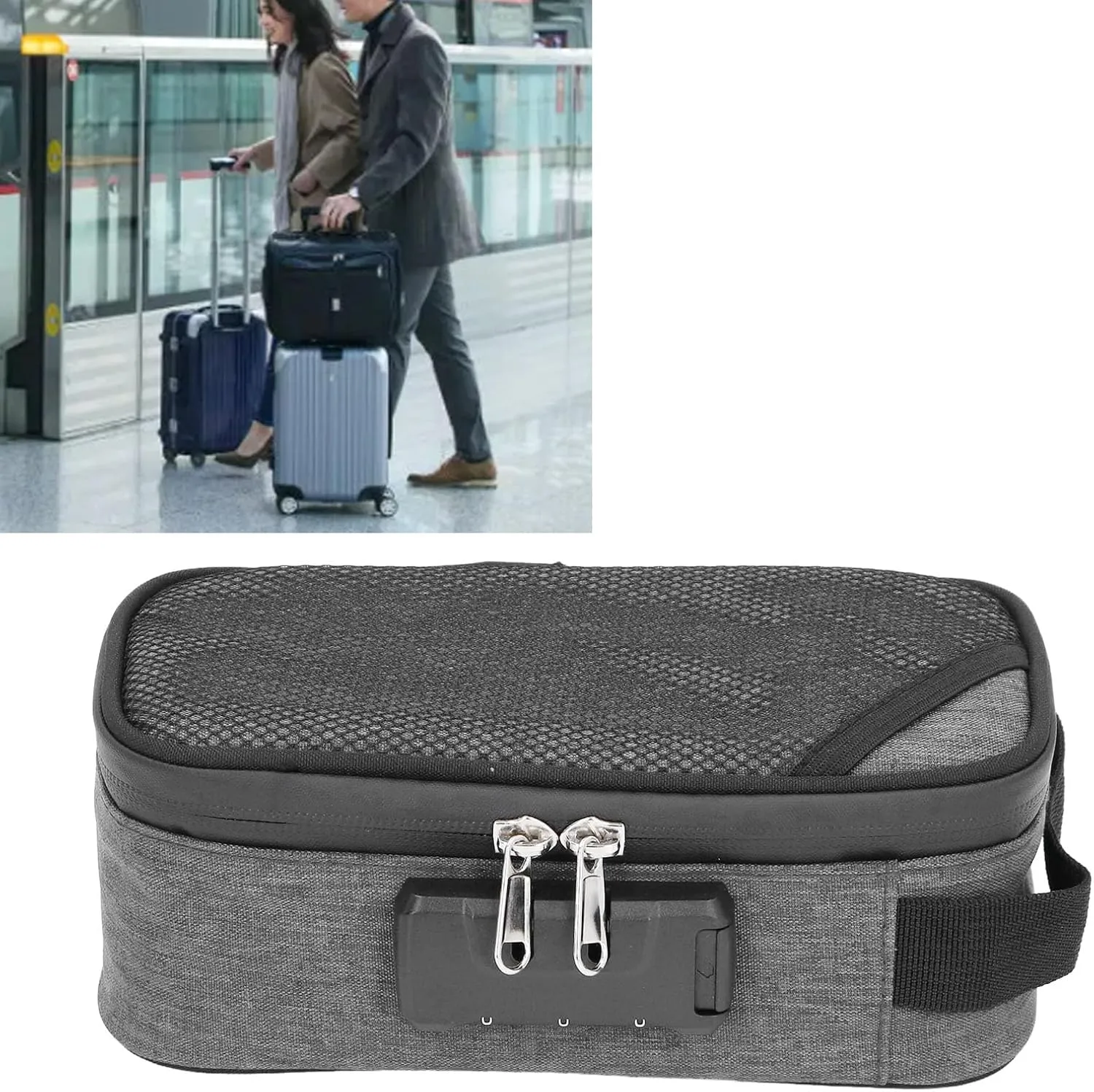 Odor Proof Pouch Organizer, Code Lock Design Smell Proof Container Portable Easy Using for Travel (Gray)