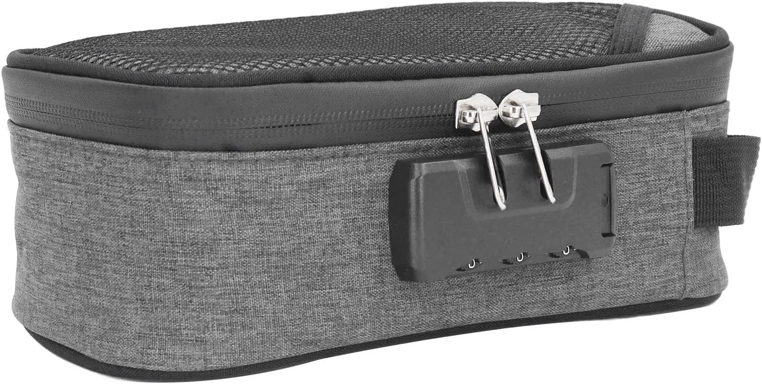 Odor Proof Pouch Organizer, Code Lock Design Smell Proof Container Portable Easy Using for Travel (Gray)